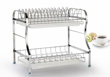 Rak Penyimpanan 2 Tingkat Stainless Steel Di Atas Roda Bergerak Gratis Untuk Dapur Rumah